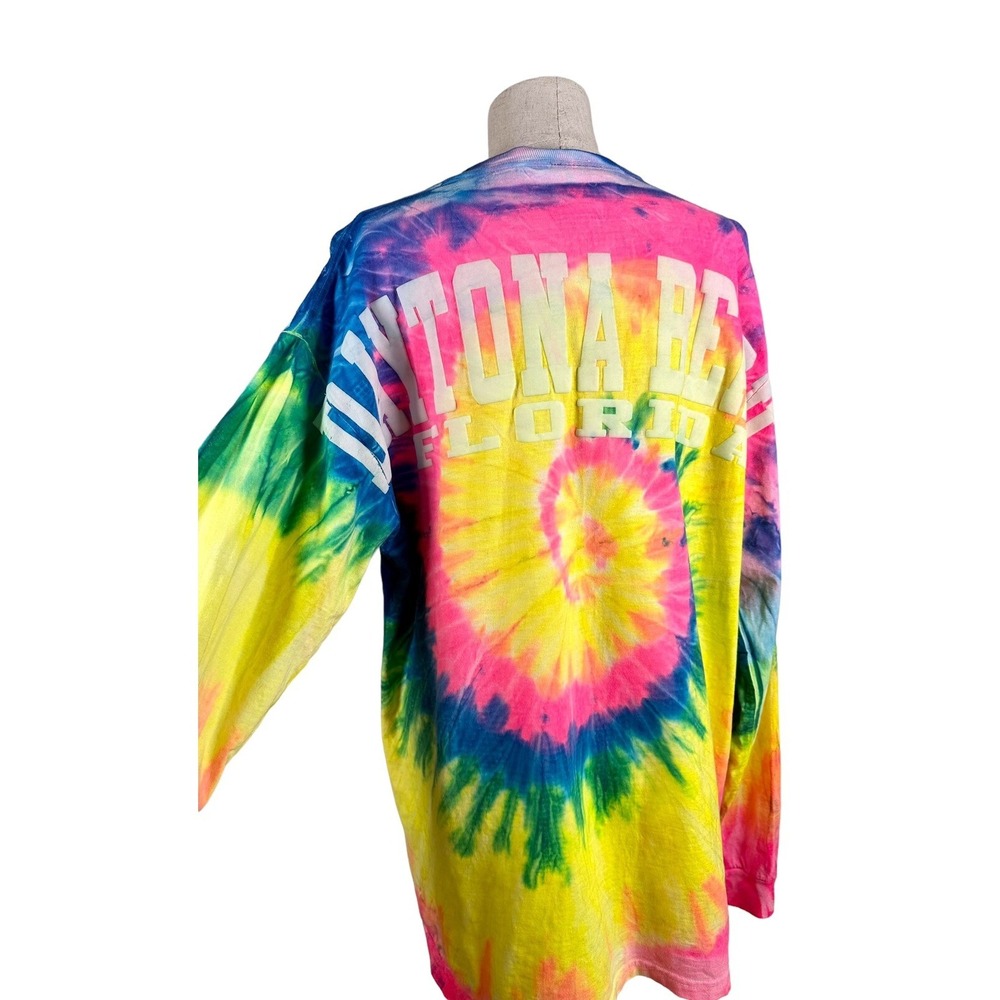 Vintage Tie Dye Daytona Beach Florida T-Shirt Large Long Sleeve Cotton 90s Retro